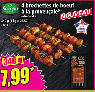 4 brochettes de boeuf à la provençale