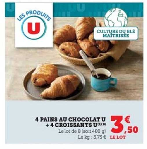4 PAINS AU CHOCOLAT U + 4 CROISSANTS (U)(x8)