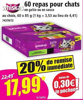 60 repas pour chats en gelée ou en sauce