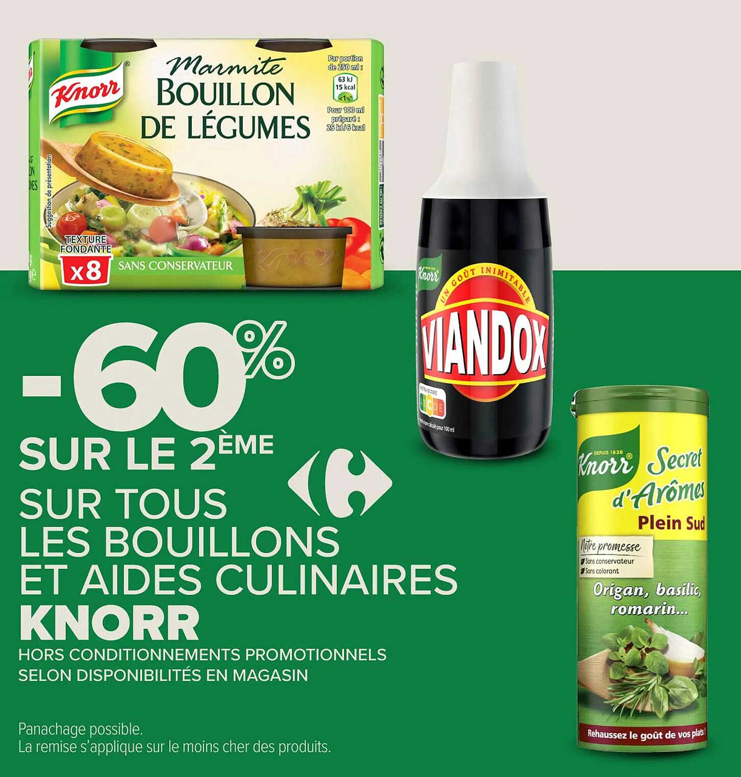 -60% SUR LE 2ÈME SUR TOUS LES BOUILLONS ET AIDES CULINAIRES KNORR