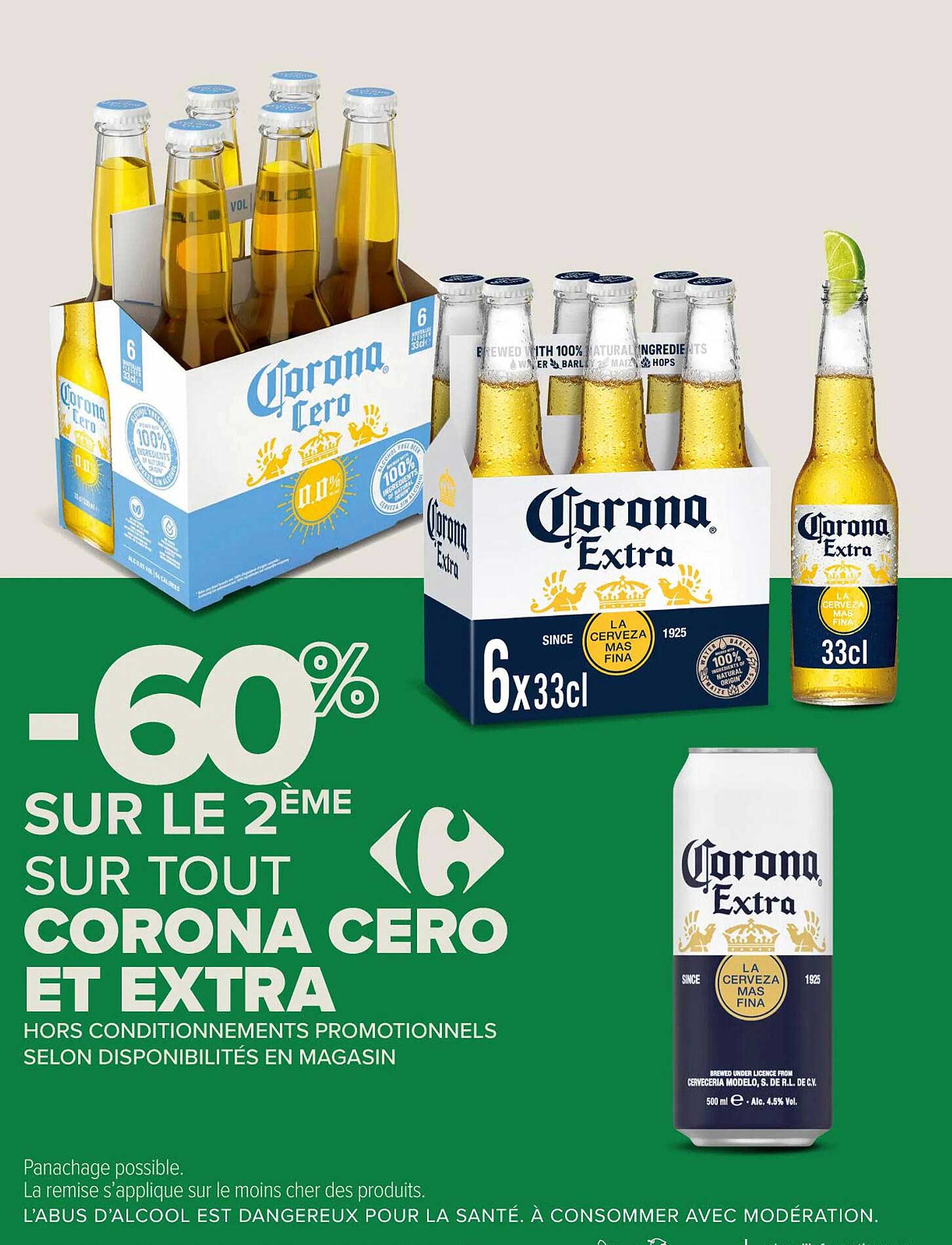 -60% SUR LE 2ÈME SUR TOUT CORONA CERO ET EXTRA