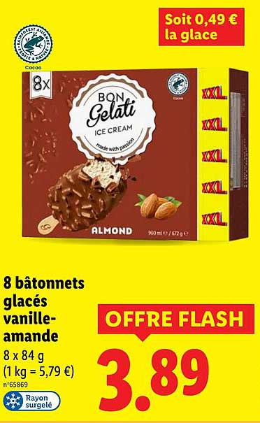 8 bâtonnets glacés vanille-amande