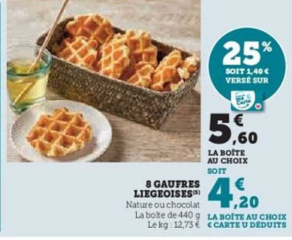 8 Gaufres Liégeoises - Nature ou Chocolat