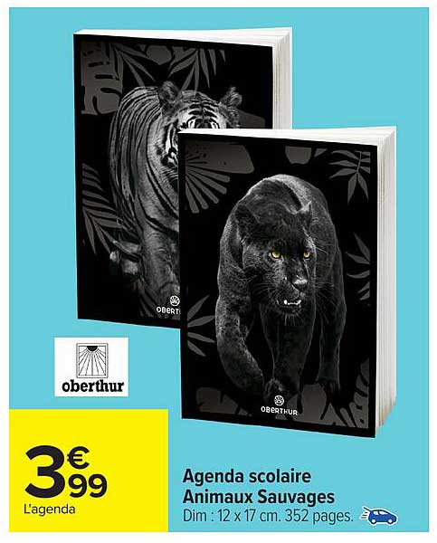 Agenda scolaire Animaux Sauvages