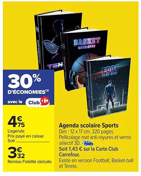 Agenda scolaire Sports