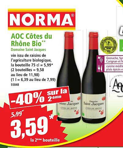 AOC Côtes du Rhône Bio** Domaine Saint Jacques
