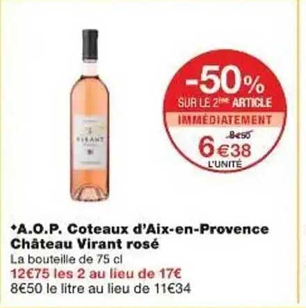 A.O.P. Coteaux d'Aix-en-Provence Château Virant rosé