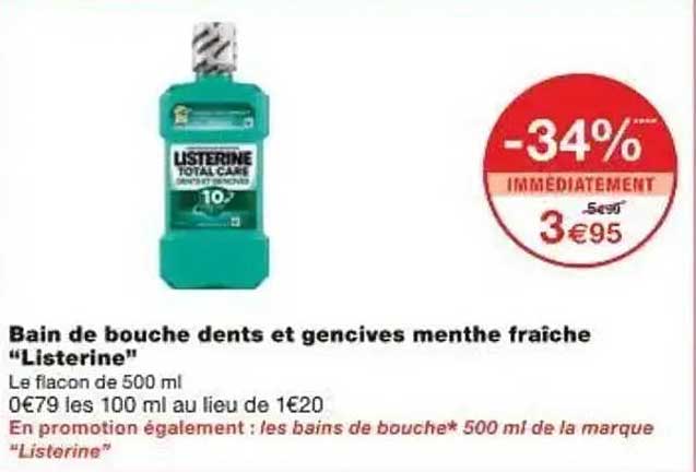 Bain de bouche dents et gencives menthe fraîche "Listerine"