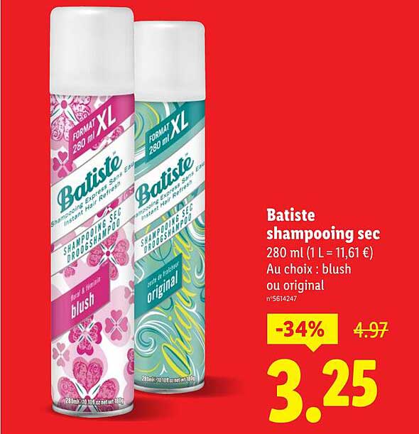 Batiste shampooing sec 280 ml (1 L = 11,61 €)