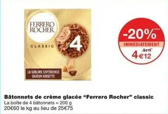 Bâtonnets de crème glacée "Ferrero Rocher" classic