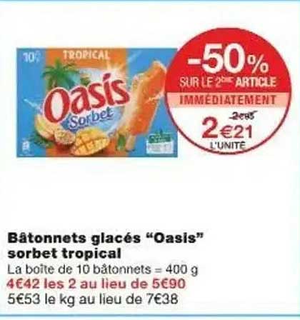 Bâtonnets glacés “Oasis” sorbet tropical