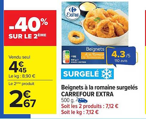 Beignets à la romaine surgelés CARREFOUR EXTRA