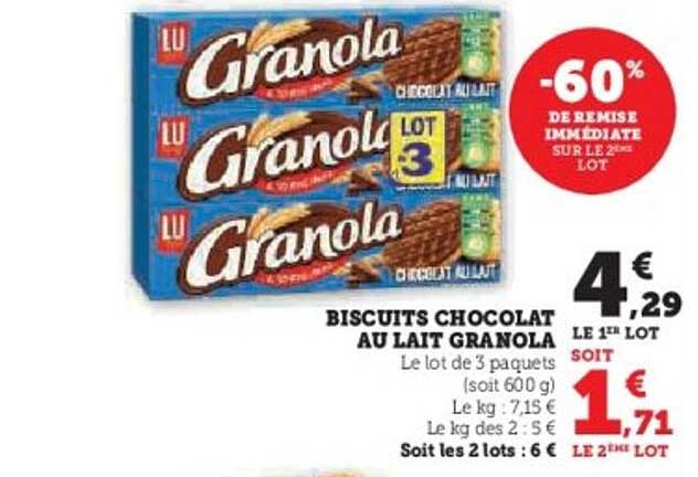 BISCUITS CHOCOLAT AU LAIT GRANOLA