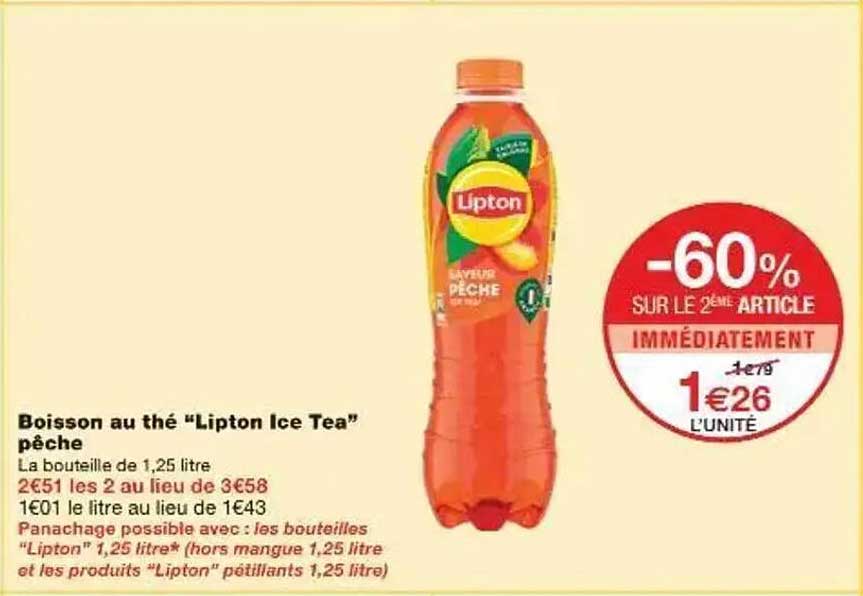 Boisson au thé "Lipton Ice Tea" pêches