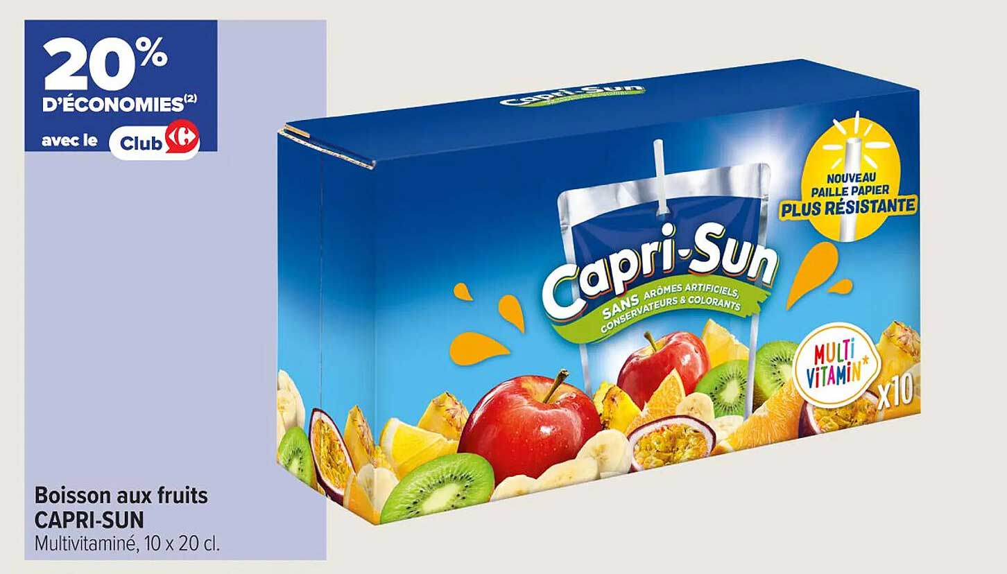 Boisson aux fruits CAPRI-SUN Multivitaminé, 10 x 20 cl.
