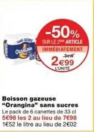 Boisson gazeuse “Orangina” sans sucres