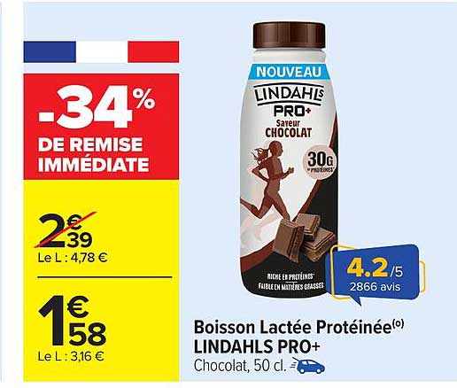 Boisson Lactée Protéinée LINDHALS PRO+ Chocolat, 50 cl