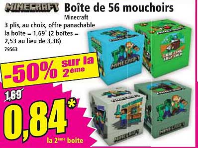 Boîte de 56 mouchoirs Minecraft