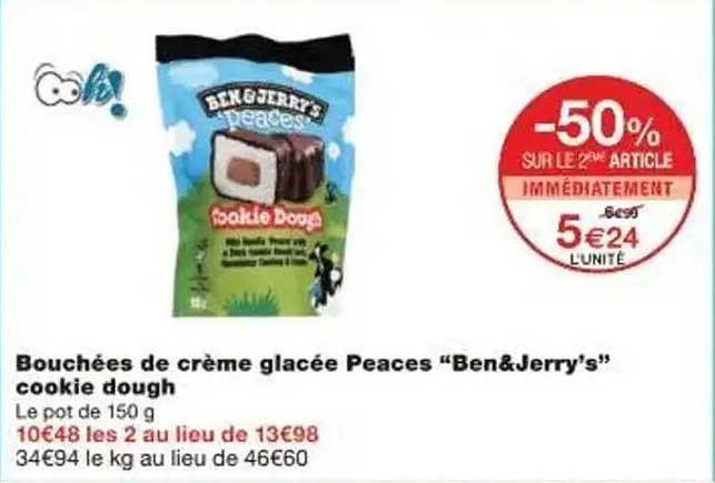 Bouchées de crème glacée Peaces "Ben&Jerry's" cookie dough