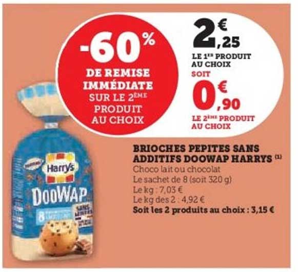 BRIOCHES PEPITES SANS ADDITIFS DOOWAP HARRYS