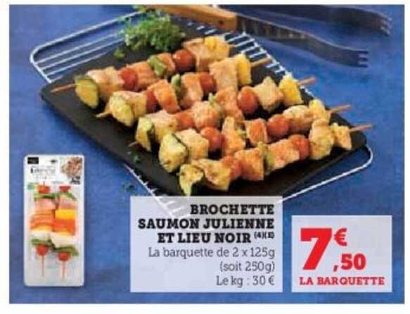 BROCHETTE SAUMON JULIENNE ET LIEU NOIR (4 KG)