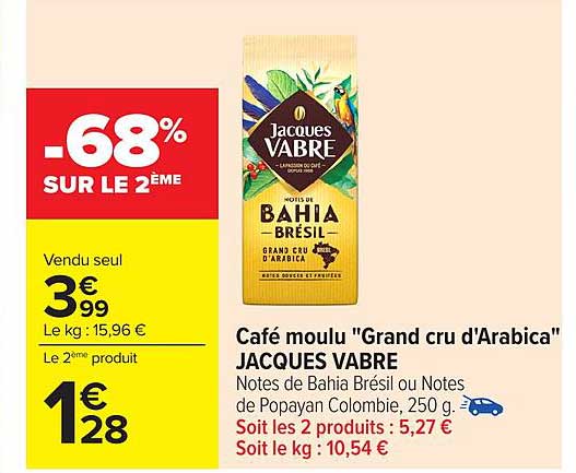 Café moulu "Grand cru d'Arabica" JACQUES VABRE
