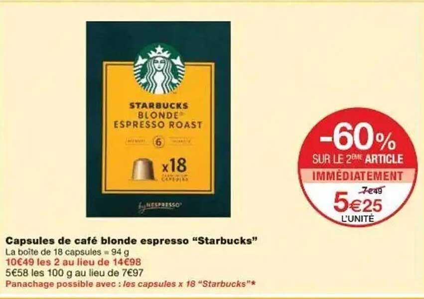 Capsules de café blonde espresso “Starbucks”
