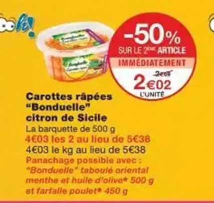 Carottes râpées "Bonduelle" citron de Sicile