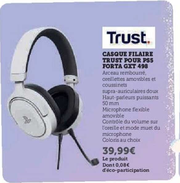 CASQUE FILAIRE TRUST POUR PS5 FORTA GXT 498
