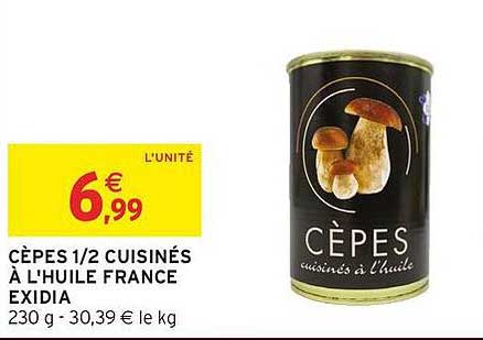 CÈPES 1/2 CUISINÉS À L'HUILE FRANCE EXIDIA