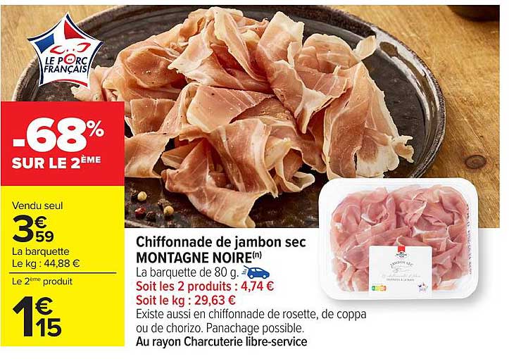 Chiffonnade de jambon sec MONTAGNE NOIRE