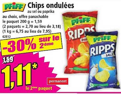 Chips ondulées au sel ou paprika