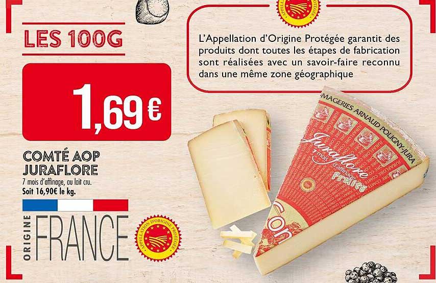 COMTÉ AOP JURAFLORE 7 mois d'affinage, au lait cru.