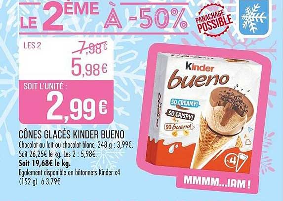 CÔNES GLACÉS KINDER BUENO
