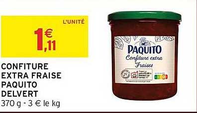 CONFITURE EXTRA FRAISE PAQUITO DELVERT