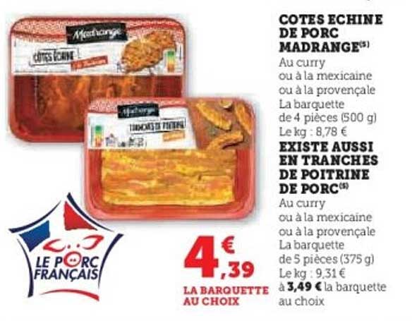COTES ECHINE DE PORC MADRANGE