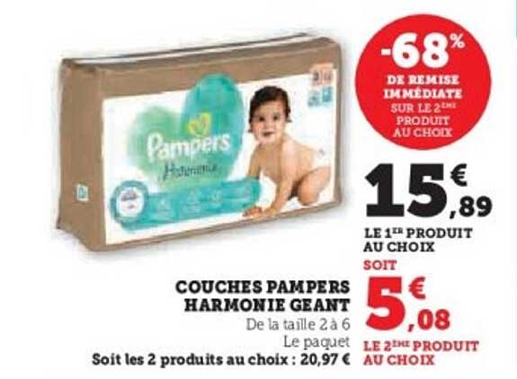 COUCHES PAMPERS HARMONIE GEANT