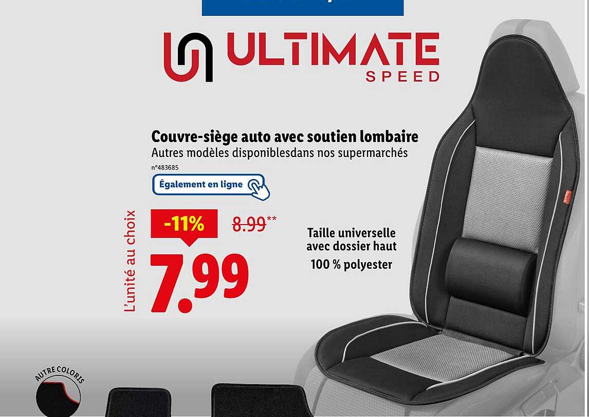 Couvre-siège auto avec soutien lombaire