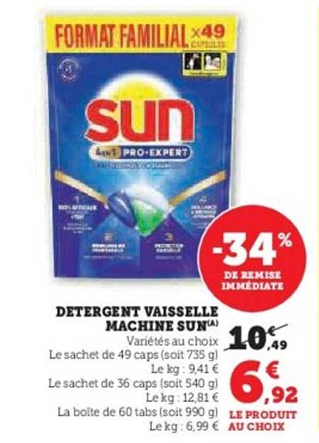 DETERGENT VAISSELLE MACHINE SUN