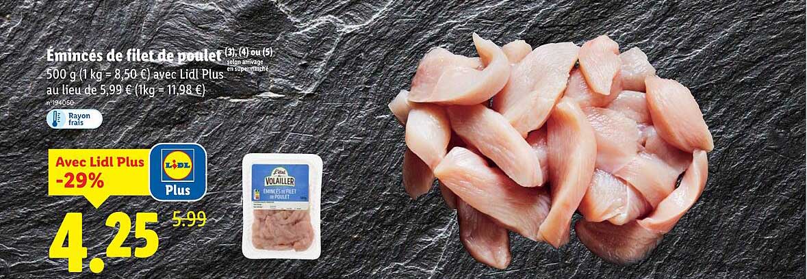Émincés de filet de poulet