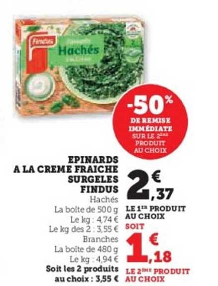 EPINARDS A LA CREME FRAICHE SURGELES FINDUS
