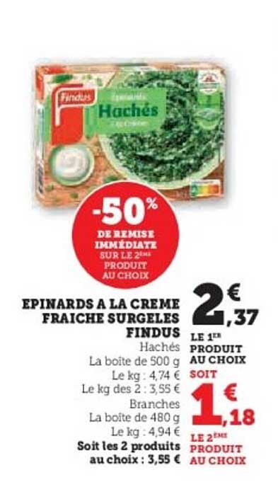 ÉPINARDS À LA CRÈME FRAICHE SURGELÉS FINDUS