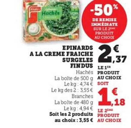 EPINARDS A LA CREME FRAICHE SURGELES FINDUS