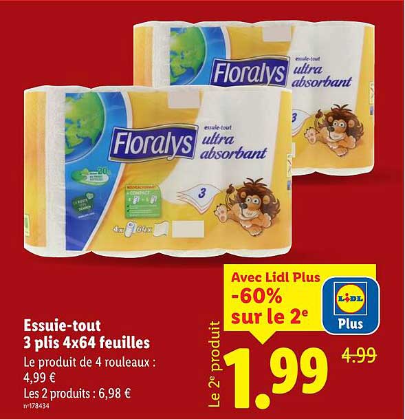 Essuie-tout 3 plis 4x64 feuilles