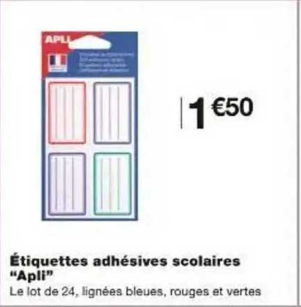 Étiquettes adhésives scolaires “Apli”