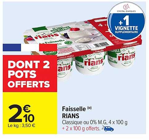 Faisselle Rians - 2 pots offerts