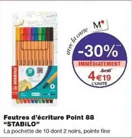 Feutres d'écriture Point 88 "STABILO"