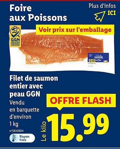 Filet de saumon entier avec peau GGN