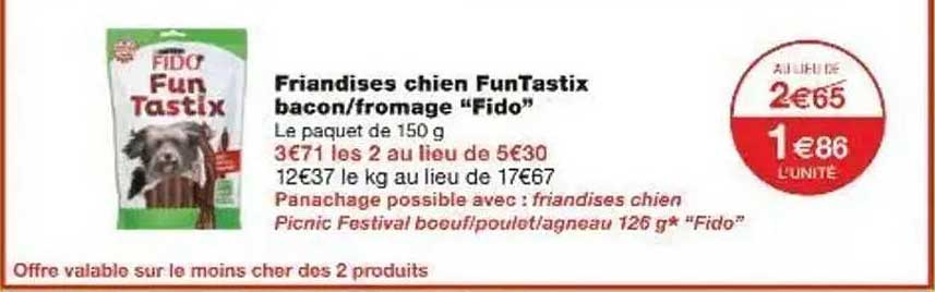 Friandises chien FunTastix bacon/fromage "Fido"