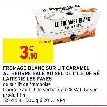 FROMAGE BLANC SUR LIT CARAMEL AU BEURRE SALÉ AU SEL DE L'ILE DE RÉ LAITERIE LES FAYES